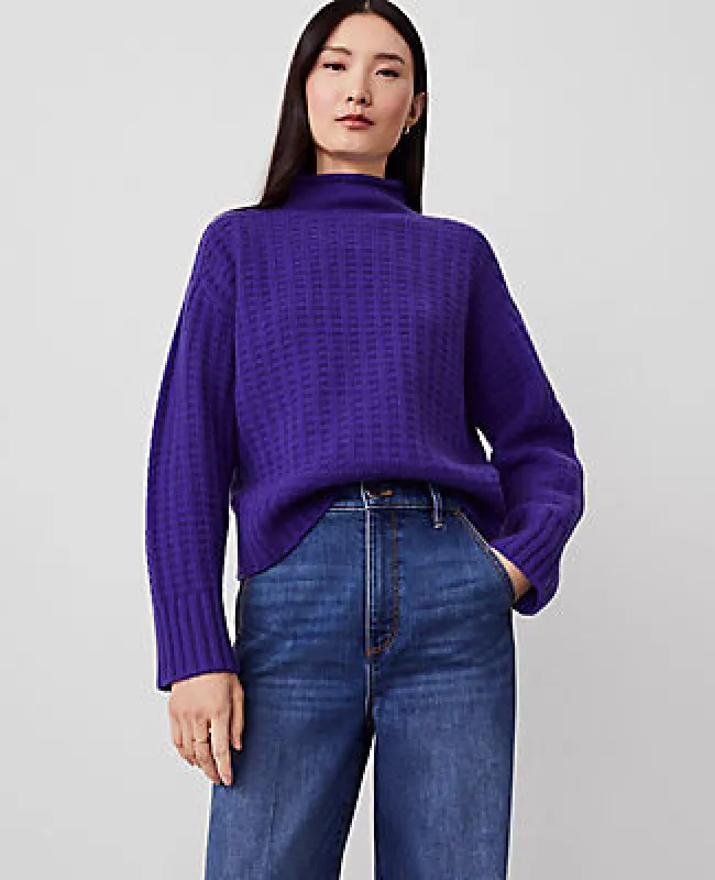 Ann Taylor Cashmere Waffle Stitch Roll Neck Sweater sold by Ann Taylor