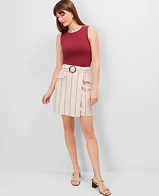 Ann Taylor Petite Pinstripe Belted Wrap Skirt sold by Ann Taylor product image thumbnail 3