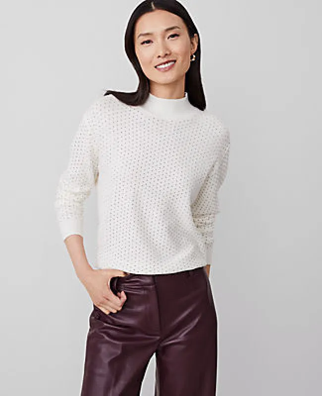 Ann Taylor Essential Embellished Mock Neck Sweater sold by Ann Taylor