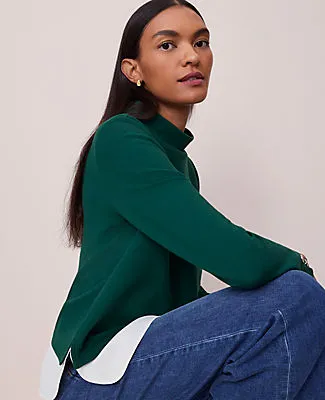 Ann Taylor Mixed Media Mock Neck Top sold by Ann Taylor product image thumbnail 3