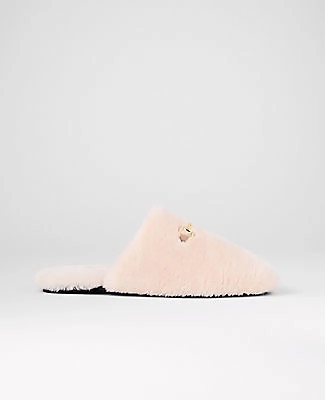 Ann Taylor Horsebit Fuzzy Slide Flat sold by Ann Taylor
