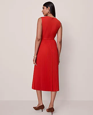 Ann Taylor Belted Pleated Midi Dress sold by Ann Taylor product image thumbnail 2