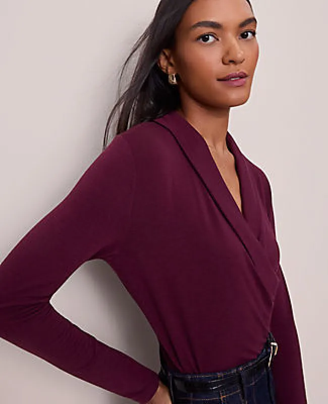 Ann Taylor Shawl Collar Wrap Top sold by Ann Taylor