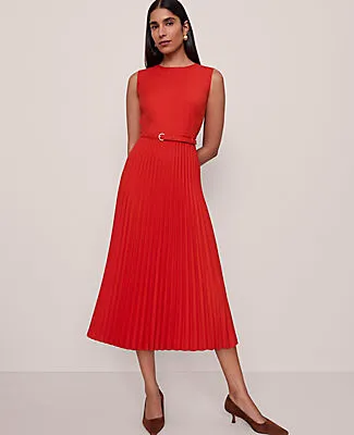 Ann Taylor Belted Pleated Midi Dress sold by Ann Taylor