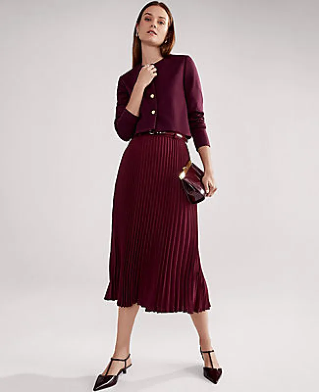 Ann Taylor Belted Pleated Midi Skirt sold by Ann Taylor
