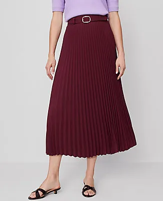 Ann Taylor Belted Pleated Midi Skirt sold by Ann Taylor product image thumbnail 3