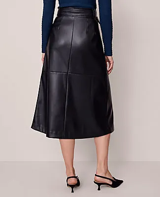 Ann Taylor Faux Leather Belted Wrap Skirt sold by Ann Taylor product image thumbnail 3