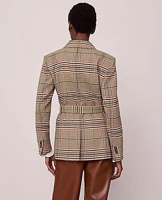 Ann Taylor The Petite Fitted Belted Blazer in Plaid sold by Ann Taylor product image thumbnail 3