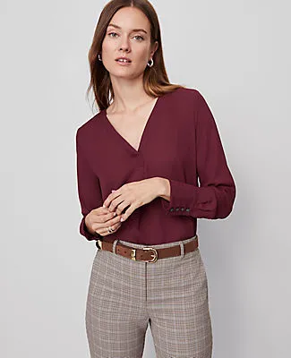 Ann Taylor Mixed Media Pleat Front Top sold by Ann Taylor product image thumbnail 3