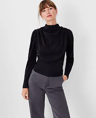 Ann Taylor Metallic Draped Cowl Neck Top sold by Ann Taylor