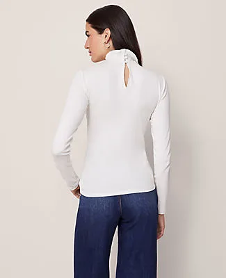 Ann Taylor Weekend Collection Ruffle Mock Neck Top sold by Ann Taylor product image thumbnail 2
