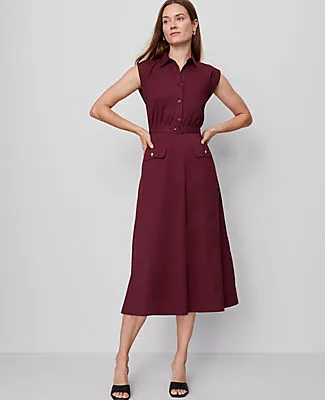 Ann Taylor Belted Flare Midi Shirtdress sold by Ann Taylor
