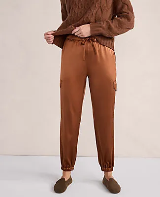 Ann Taylor Haven Well Within Washable Silk Drawstring Cargo Joggers sold by Ann Taylor