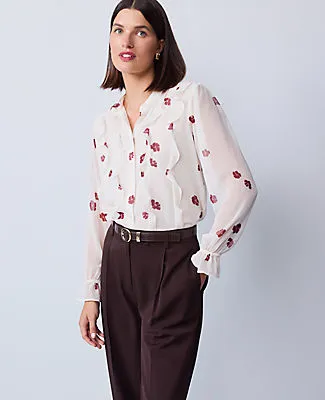 Ann Taylor Floral Ruffle Shirt sold by Ann Taylor