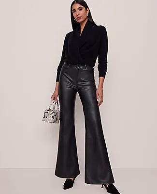 Ann Taylor The Petite Faux Leather Flare Pant sold by Ann Taylor