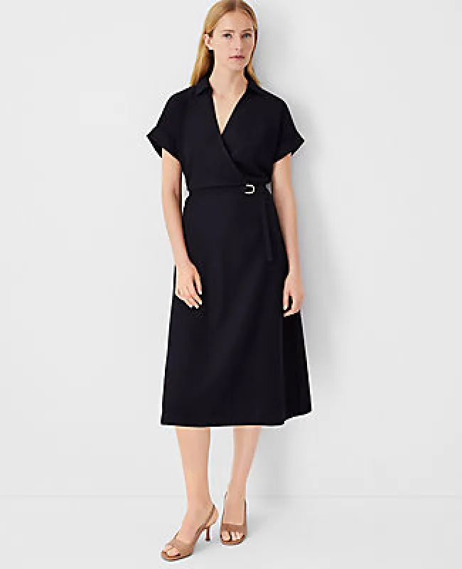 Ann Taylor Petite Crossover Collared Midi Shirtdress sold by Ann Taylor