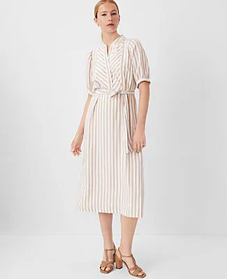 Ann Taylor Petite Striped Puff Sleeve Midi Shift Dress sold by Ann Taylor