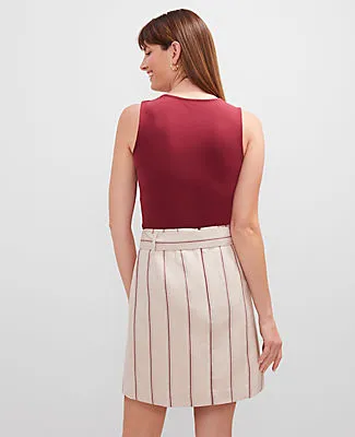 Ann Taylor Petite Pinstripe Belted Wrap Skirt sold by Ann Taylor product image thumbnail 2