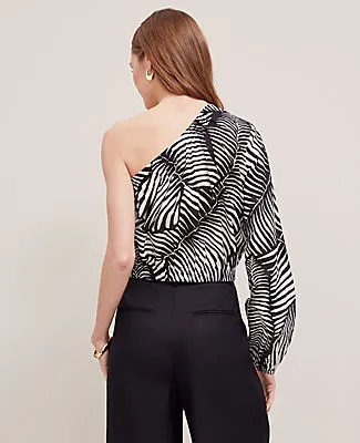 Ann Taylor Petite One-Shoulder Blouse in Palm Print sold by Ann Taylor product image thumbnail 3
