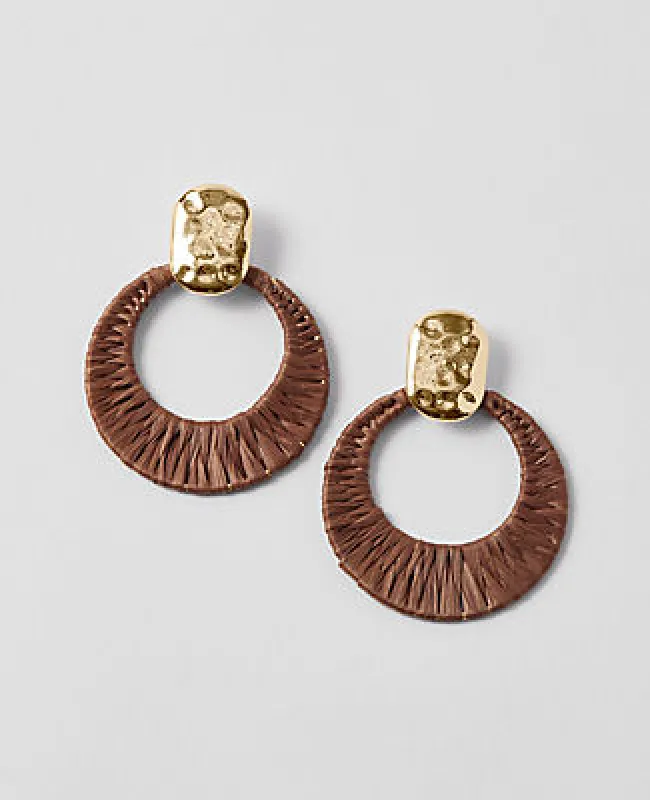 Ann Taylor Raffia Wrapped Hoop Earrings sold by Ann Taylor