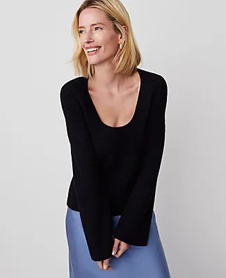 Ann Taylor Ribbed Scoop Neck Sweater sold by Ann Taylor product image thumbnail 2