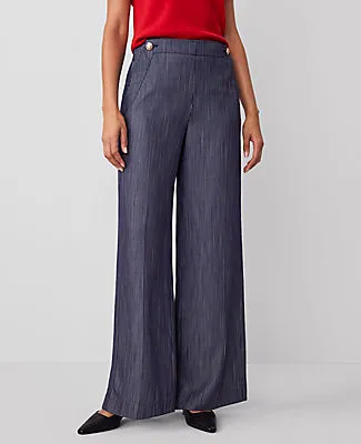Ann Taylor The Petite Wide-Leg Sailor Pant in Pinstripe sold by Ann Taylor product image thumbnail 3