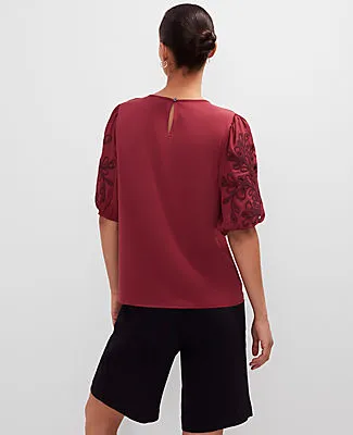 Ann Taylor Embroidered Puff Sleeve Top sold by Ann Taylor product image thumbnail 2