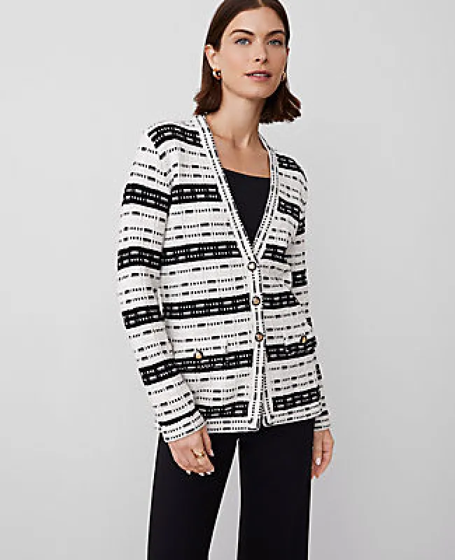 Ann Taylor Petite Striped Tweed Sweater Jacket sold by Ann Taylor