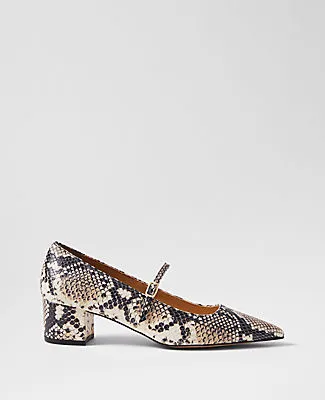 Ann Taylor Snake Print Pointy Toe Block Heel Pumps sold by Ann Taylor