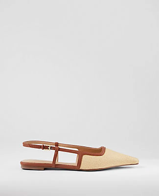 Ann Taylor Straw Nip Toe Slingback Flat sold by Ann Taylor