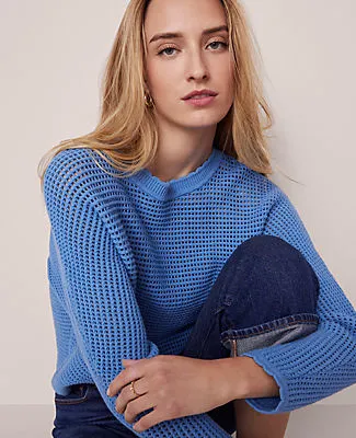 Ann Taylor Weekend Collection Open Stitch Scalloped Sweater sold by Ann Taylor product image thumbnail 2