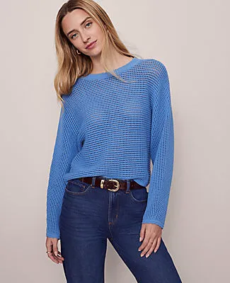 Ann Taylor Weekend Collection Open Stitch Scalloped Sweater sold by Ann Taylor product image thumbnail 3