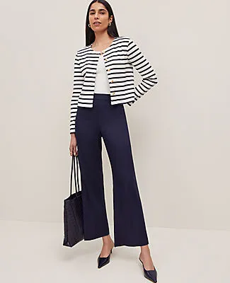 Ann Taylor The Petite Flare Ankle Pant in Linen Blend sold by Ann Taylor