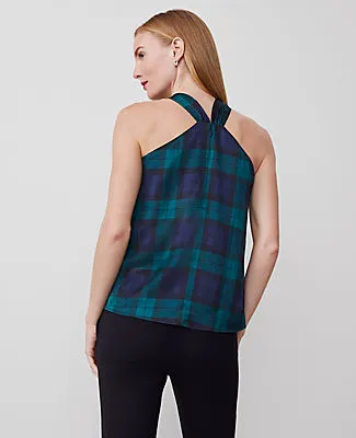 Ann Taylor Tartan Rosette Drape-Neck Halter Top sold by Ann Taylor product image thumbnail 2