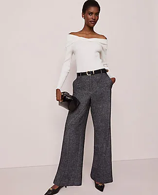 Ann Taylor The Petite Wide Leg Pant in Herringbone sold by Ann Taylor product image thumbnail 5