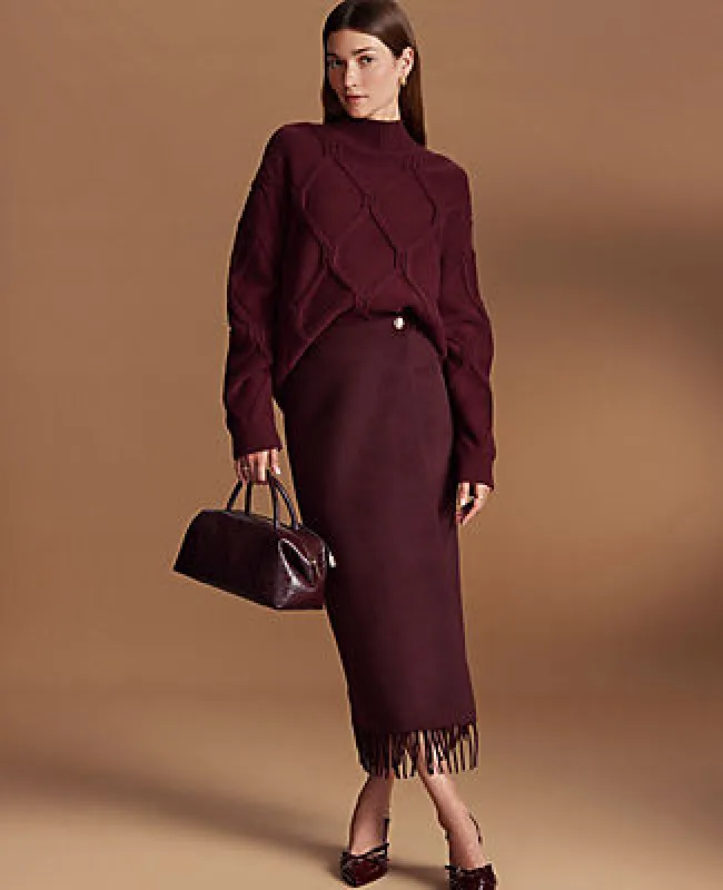 Ann Taylor Petite Fringe Midi Wrap Skirt sold by Ann Taylor