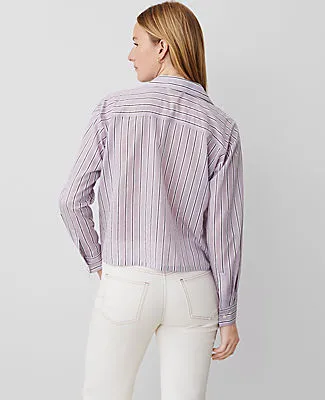 Ann Taylor Weekend Collection Striped Cotton Blend Shirt sold by Ann Taylor product image thumbnail 2