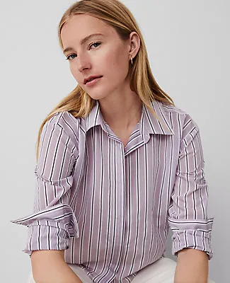 Ann Taylor Weekend Collection Striped Cotton Blend Shirt sold by Ann Taylor product image thumbnail 3