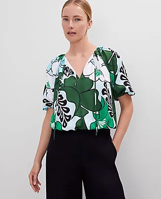 Ann Taylor Petite Tropical Bubble Hem Blouse sold by Ann Taylor