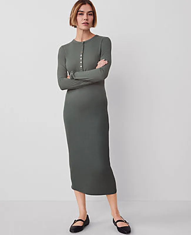 Ann Taylor Weekend Collection Henley Knit Column Dress made by Ann Taylor