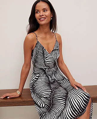 Ann Taylor Satin Strappy Sheath Dress in Palm Print sold by Ann Taylor