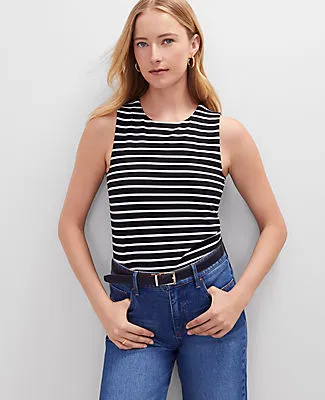 Ann Taylor Petite Striped Crew Neck Shell Top sold by Ann Taylor