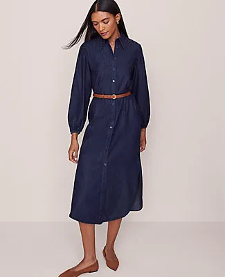 Ann Taylor Chambray Column Midi Dress sold by Ann Taylor