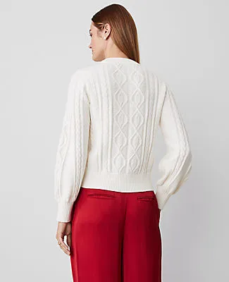 Ann Taylor Puff Sleeve Cable Sweater sold by Ann Taylor product image thumbnail 2