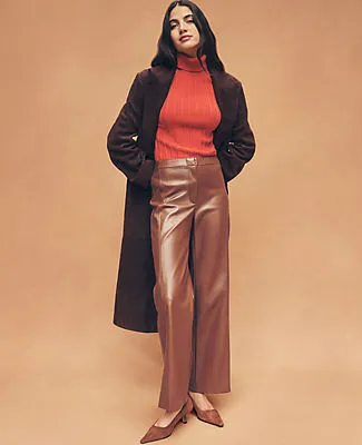 Ann Taylor The Petite Grace Straight Pant in Faux Leather sold by Ann Taylor