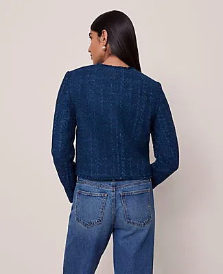 Ann Taylor The Petite Cropped Crew Neck Jacket in Tweed sold by Ann Taylor product image thumbnail 2