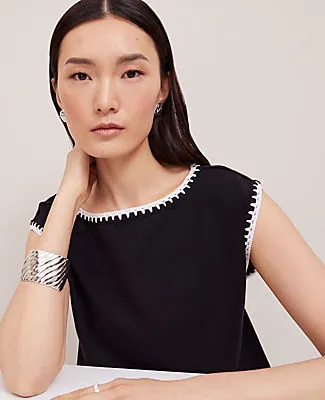 Ann Taylor Crochet Trim Sleeveless Top sold by Ann Taylor