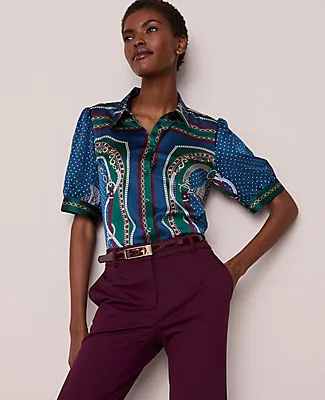 Ann Taylor Chain Link Print Satin Blouse sold by Ann Taylor