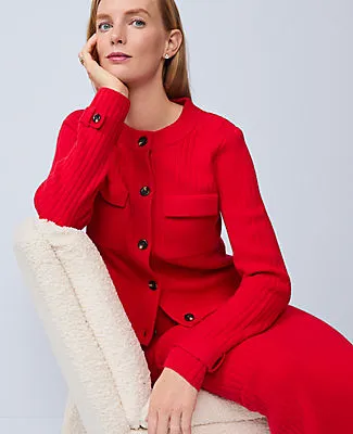 Ann Taylor Ribbed Sweater Jacket sold by Ann Taylor product image thumbnail 3