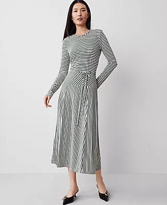 Ann Taylor Striped Knit Midi Flare Dress sold by Ann Taylor
